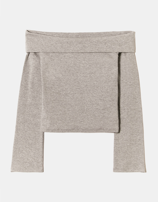 TALLY WEiJL, Top Gris Ajusté Épaules Dénudées for Women