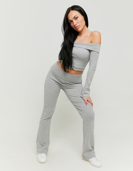 TALLY WEiJL, Top Gris Ajusté Épaules Dénudées for Women