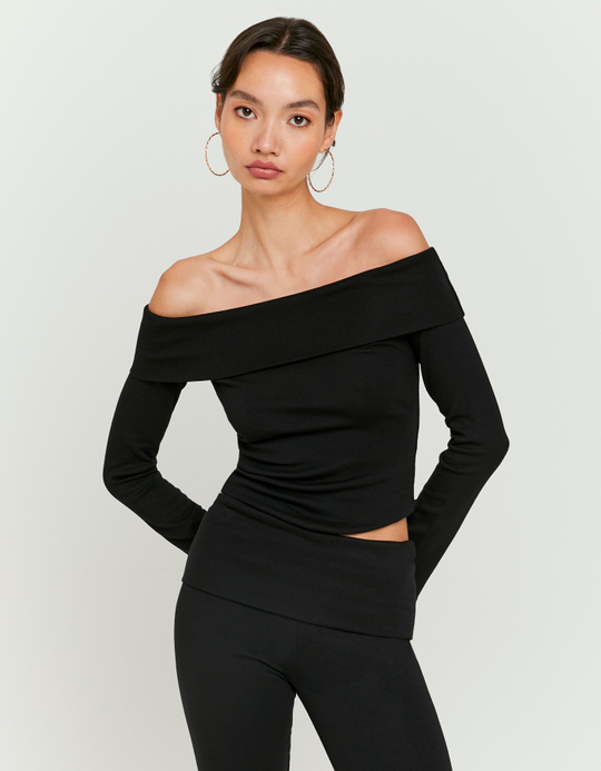 TALLY WEiJL, T-Shirt Nera con spalle scoperte for Women