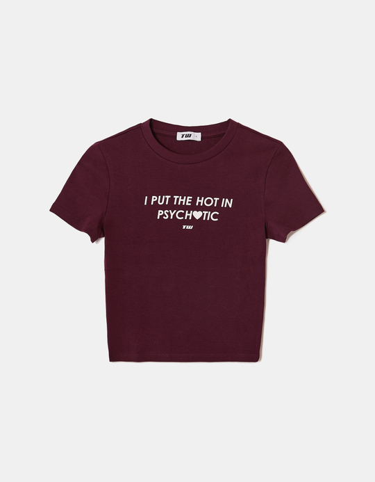 TALLY WEiJL, Burgundy Printed T Shirt for Women