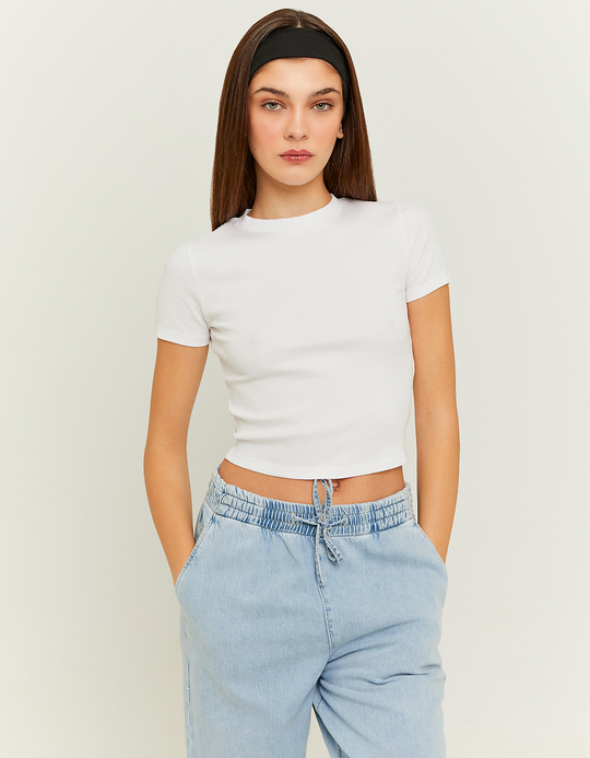 TALLY WEiJL, Weißes kurzärmliges kurzes T-Shirt for Women