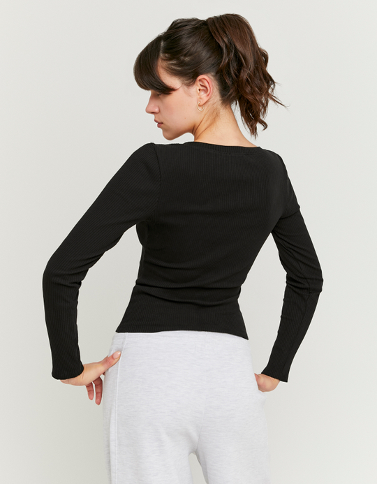 TALLY WEiJL, Maglietta Basica a Costine Nera for Women