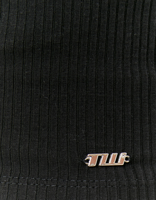 TALLY WEiJL, Maglietta Basica a Costine Nera for Women