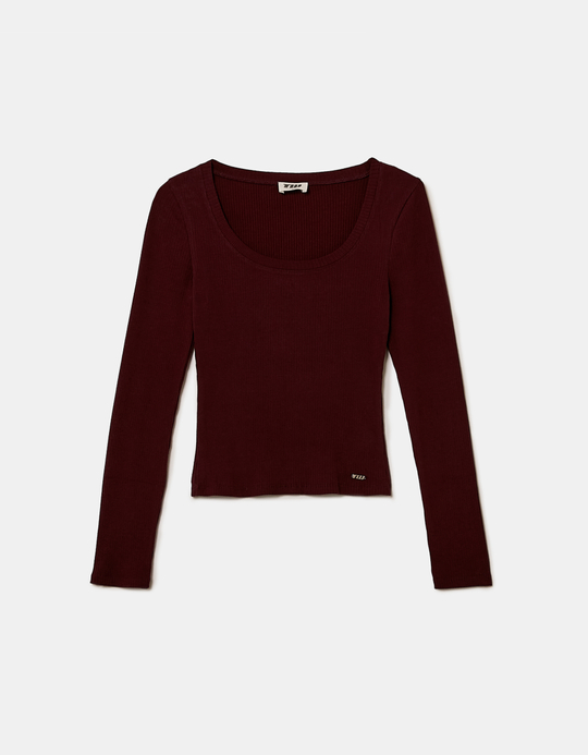 TALLY WEiJL, Burgundy Basic T-shirt for Women