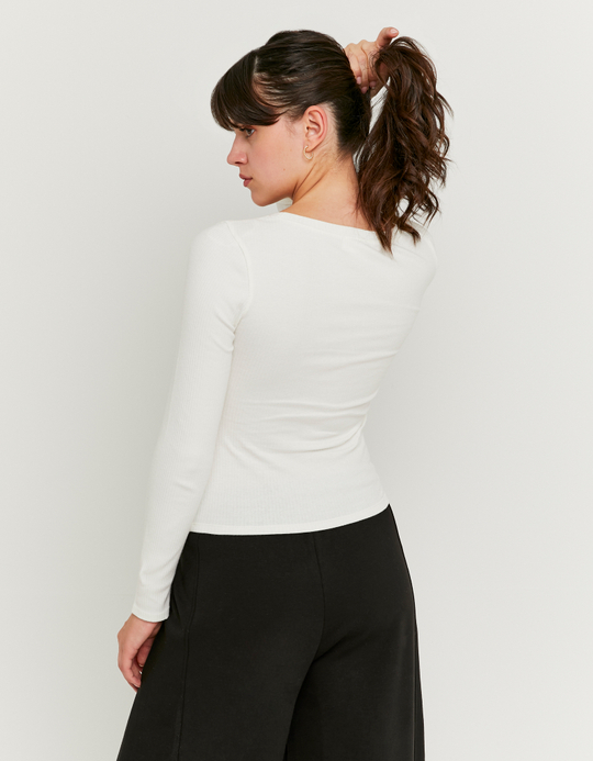 TALLY WEiJL, Weißes geripptes Basic-T-Shirt for Women
