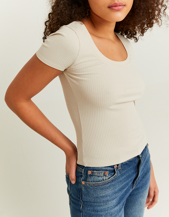 TALLY WEiJL, Beiges Basic Regular Fit T-Shirt for Women