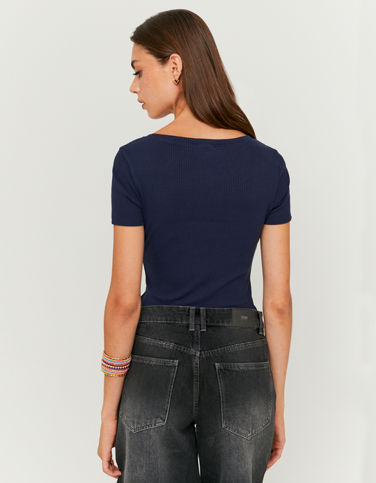TALLY WEiJL, Regular Fit Blaues Basic T-Shirt for Women