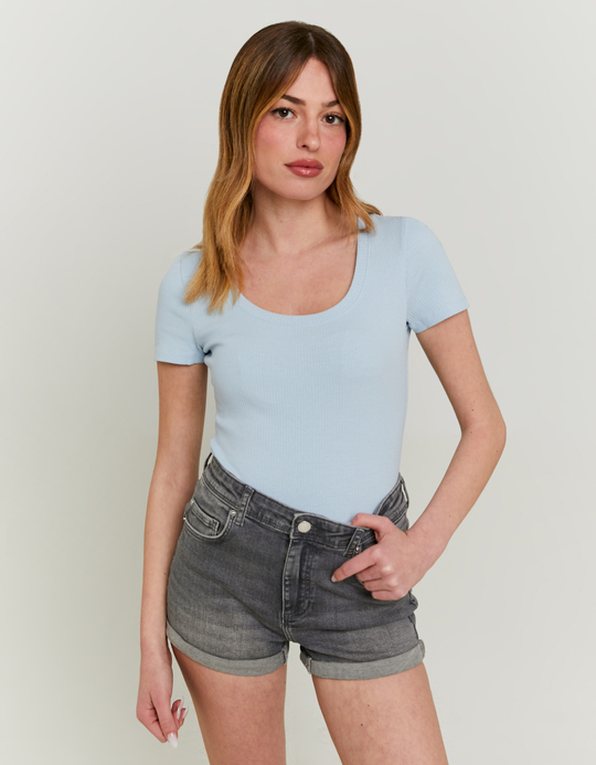 TALLY WEiJL, Light Blue Basic Regular Fit T-shirt for Women