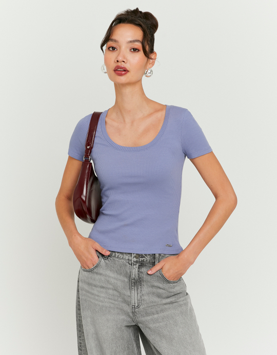 TALLY WEiJL, Blue Basic Regular Fit T-shirt for Women