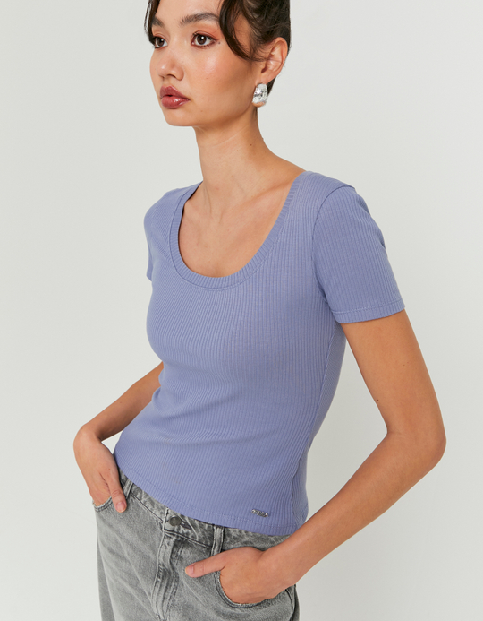 TALLY WEiJL, Blue Basic Regular Fit T-shirt for Women