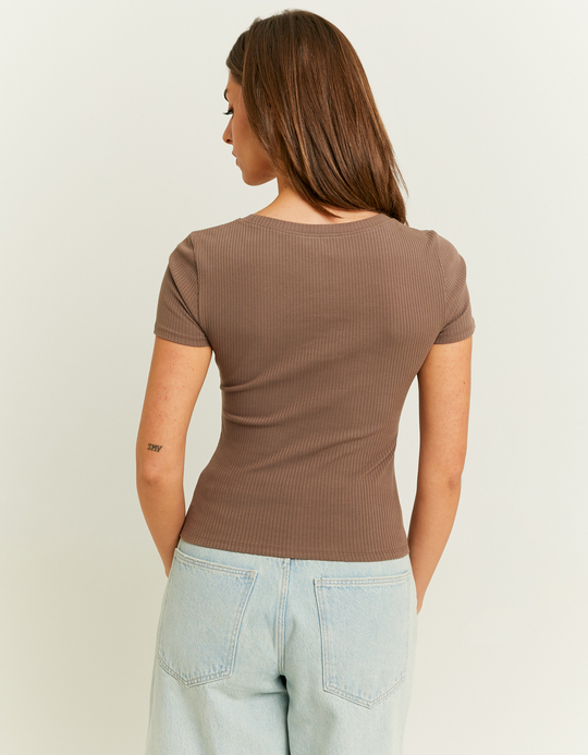 TALLY WEiJL, Braunes Basic Regular Fit T-Shirt for Women