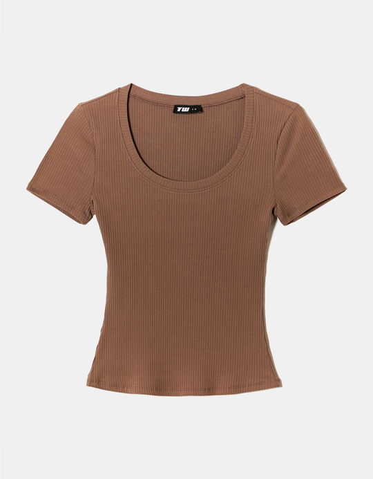 TALLY WEiJL, Braunes Basic Regular Fit T-Shirt for Women