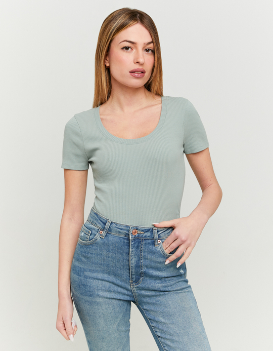 TALLY WEiJL, Khaki Basic Regular Fit T-Shirt for Women