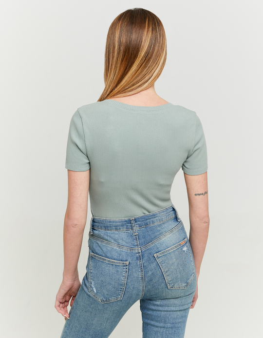 TALLY WEiJL, Khaki Basic Regular Fit T-Shirt for Women