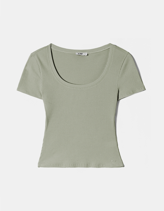 TALLY WEiJL, Khaki Basic Regular Fit T-Shirt for Women
