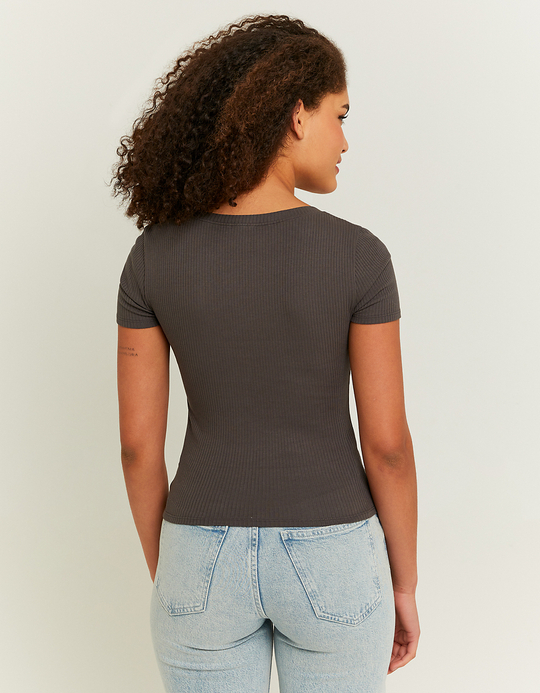 TALLY WEiJL, Graues Basic Regular Fit T-Shirt for Women
