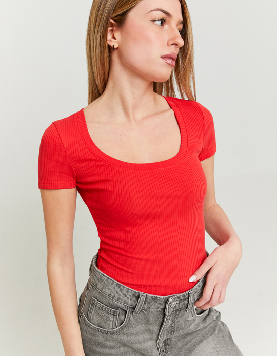 TALLY WEiJL, Red Basic Reglar Fit T-shirt for Women