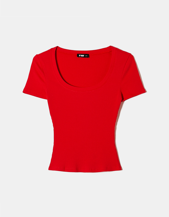 TALLY WEiJL, Red Basic Reglar Fit T-shirt for Women