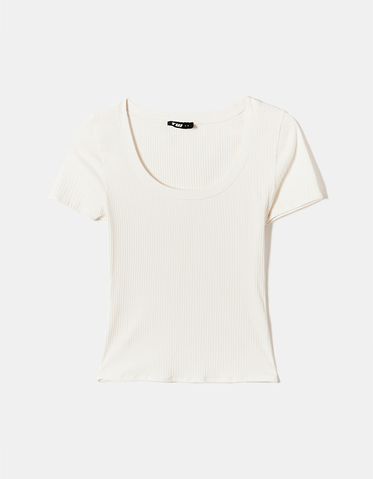 TALLY WEiJL, White Basic Regular Fit T-shirt for Women