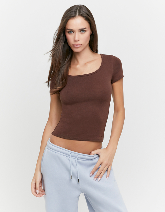 TALLY WEiJL, Braunes Basic-T-Shirt for Women
