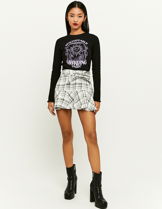 TALLY WEiJL, Black Ruffles Printed Top for Women