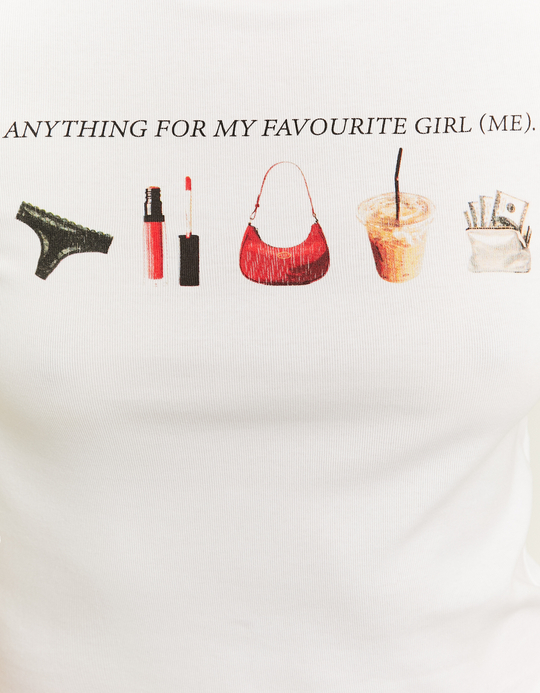 TALLY WEiJL, White Cropped Printed T-Shirt for Women
