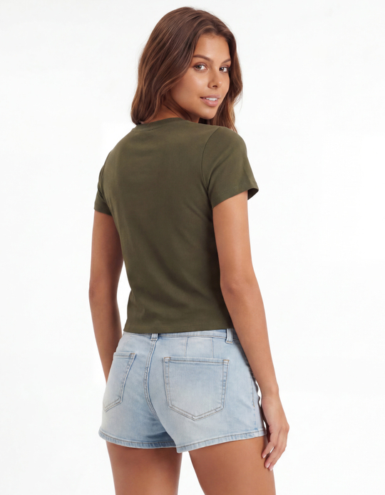 TALLY WEiJL, Khakifarbenes Basic T Shirt for Women