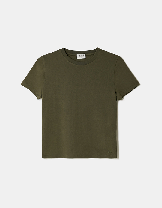 TALLY WEiJL, Khakifarbenes Basic T Shirt for Women