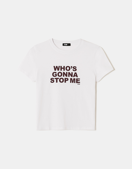TALLY WEiJL, White Printed Cotton T-Shirt for Women