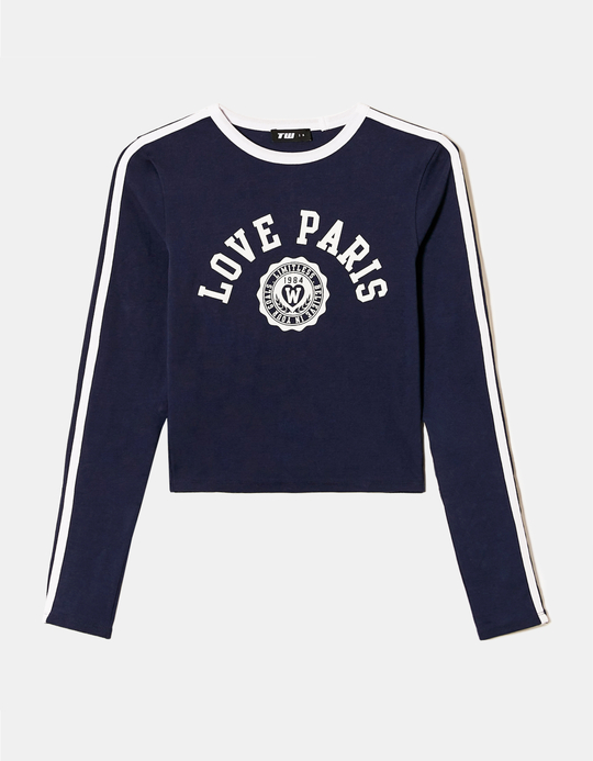 TALLY WEiJL, T-Shirt Bleu Style Universitaire for Women