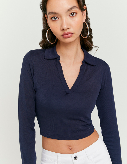 TALLY WEiJL, T-Shirt Basic Μπλε μακρύ μανίκι for Women