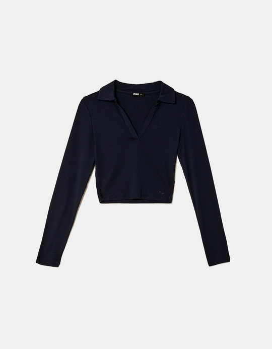 TALLY WEiJL, T-shirt Bleu Basique à Manches Longues for Women