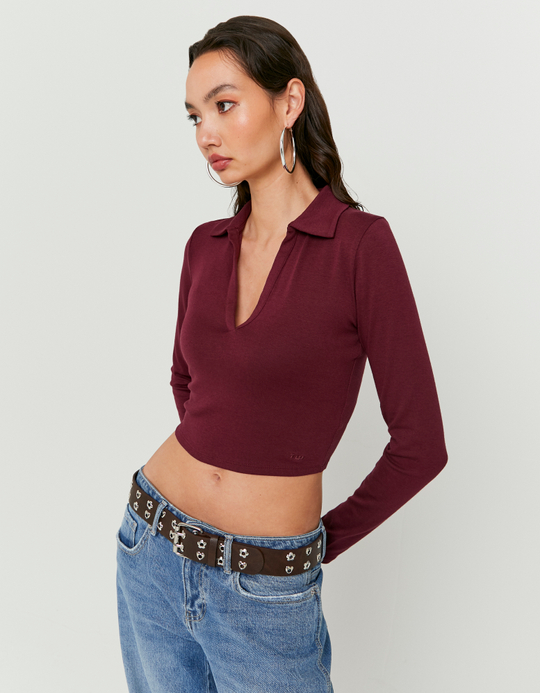 TALLY WEiJL, Basic Burgunder Langarm-T-Shirt for Women