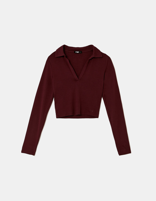 TALLY WEiJL, T-Shirt Basic Burgundy μακρύ μανίκι for Women