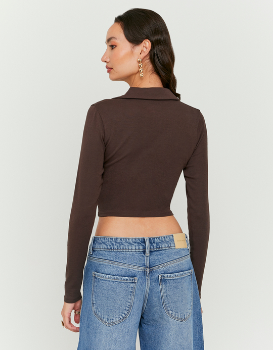 TALLY WEiJL, T-shirt Marron Basique à Manches Longues for Women
