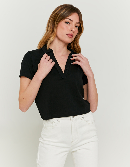 TALLY WEiJL, Schwarzes Basic-Polo-T-Shirt for Women