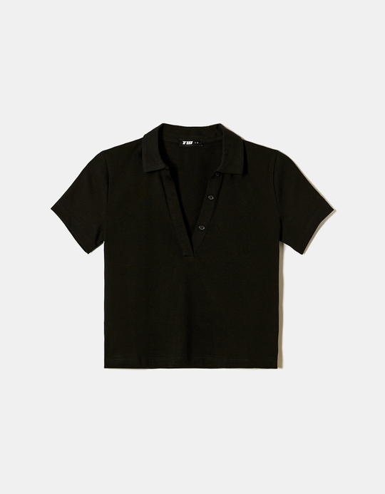 TALLY WEiJL, Schwarzes Basic-Polo-T-Shirt for Women