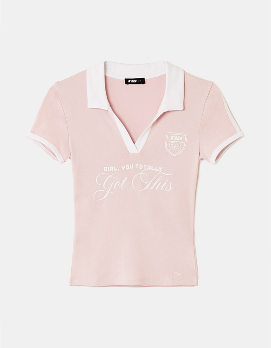 TALLY WEiJL, Polo T-Shirt Rose Imprimé for Women
