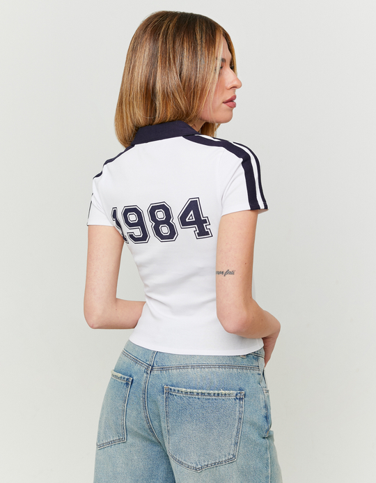 TALLY WEiJL, Weisses Print T-Shirt mit Polo-Kragen for Women