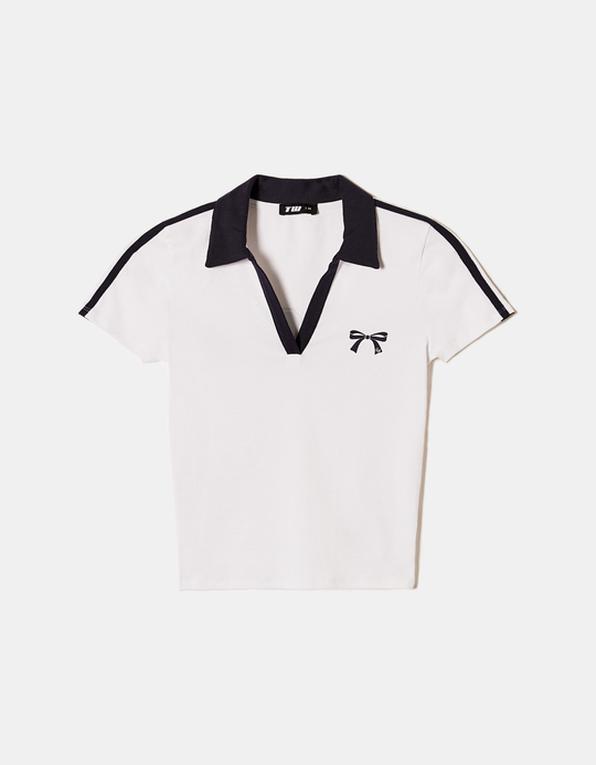 TALLY WEiJL, Weisses Print T-Shirt mit Polo-Kragen for Women