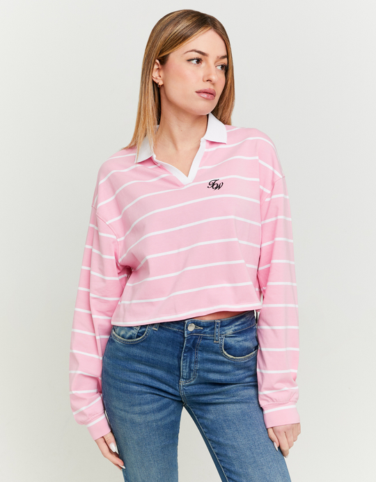 TALLY WEiJL, Striped Polo Neck T-shirt with Print for Women