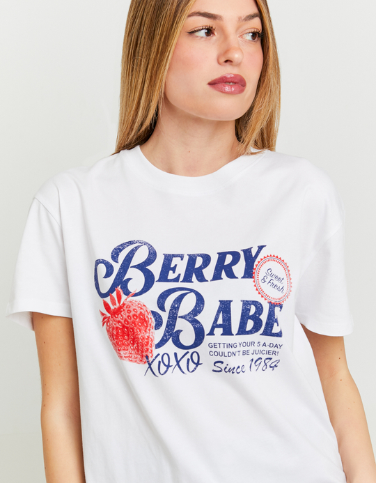 TALLY WEiJL, White Printed Oversize T-shirt for Women