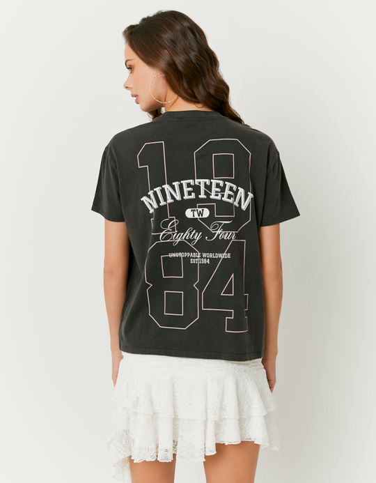 TALLY WEiJL, Grey Printed T Shirt for Women