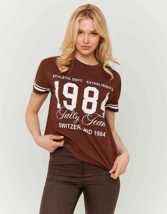 TALLY WEiJL, Brown Printed T-Shirt for Women