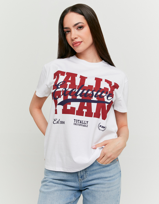 TALLY WEiJL, White Printed T-Shirt for Women