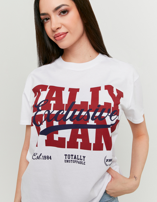 TALLY WEiJL, White Printed T-Shirt for Women