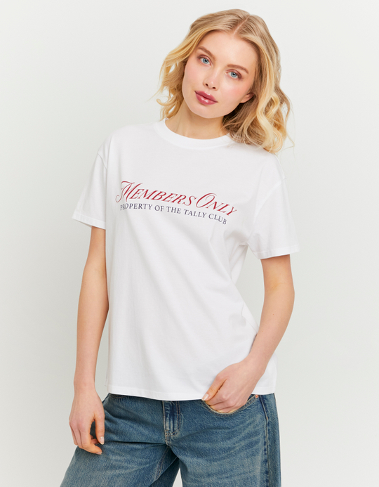 TALLY WEiJL, White Printed T-Shirt for Women