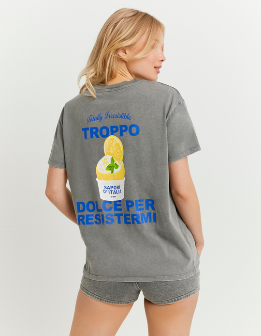 TALLY WEiJL, Grey Printed T-Shirt for Women