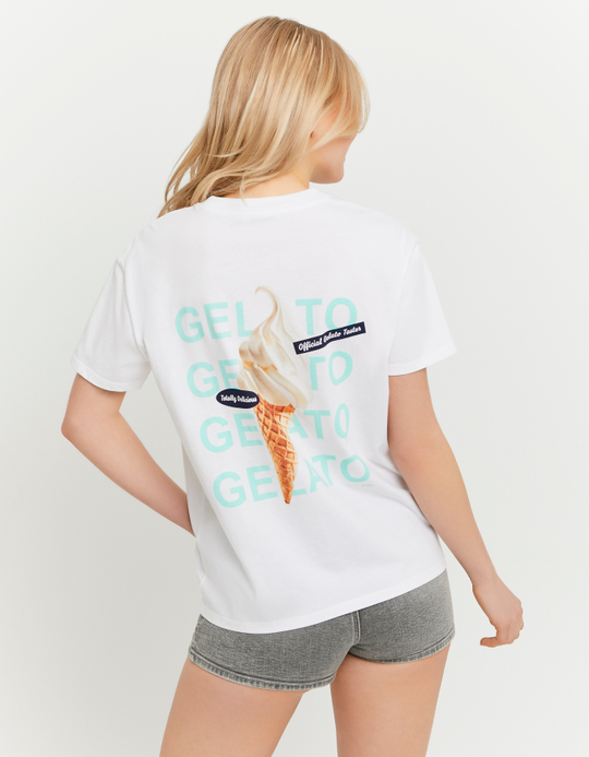 TALLY WEiJL, White Printed T-Shirt for Women