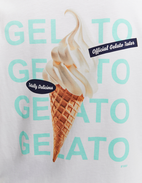 TALLY WEiJL, White Printed T-Shirt for Women